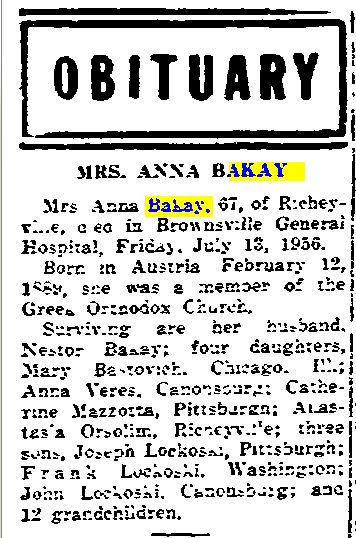 Anna Bakay obit